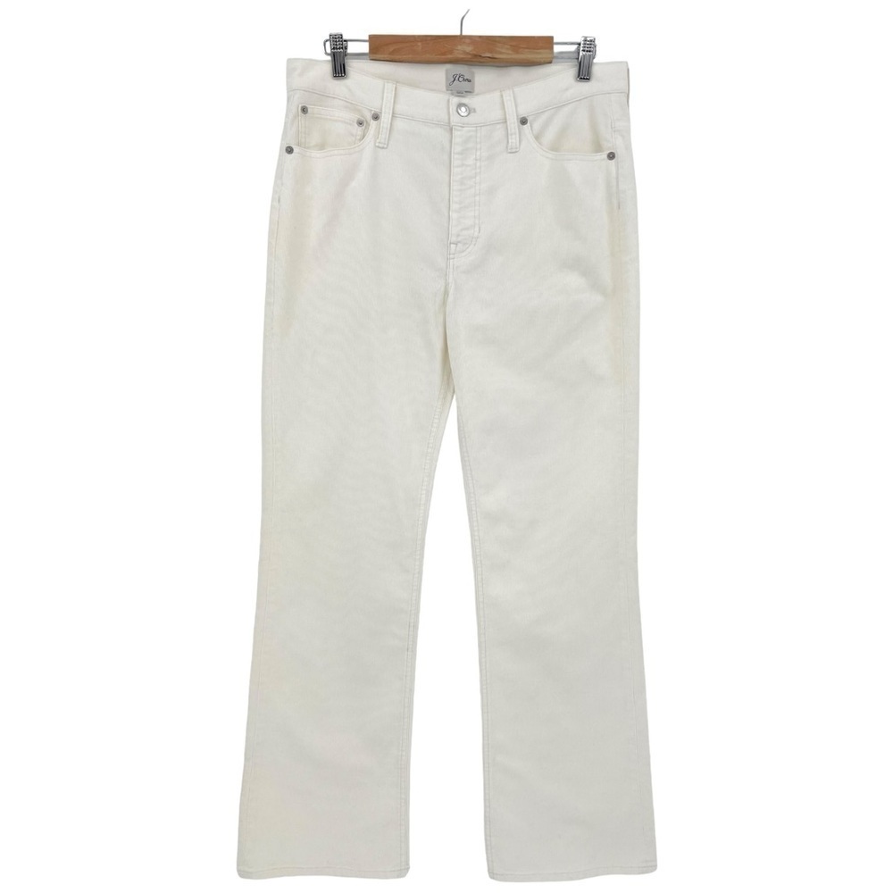 J. Crew Tall High Rise Slim Demi Boot Pant in Corduroy Off White Size 31T NEW
